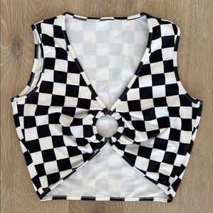 Checkered Black and White Women's Top